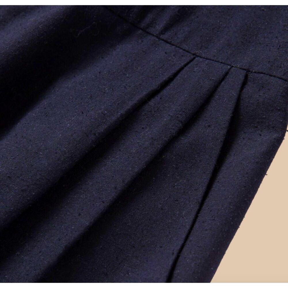 Jenni Kayne S Rove Dress $495 Raw Silk Midi Fitted Bodice Pencil Skirt Navy Blue - Picture 4 of 12